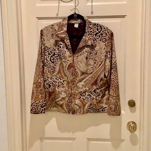 Beautiful print jacket brown palette, beige, fabulous colors and design
